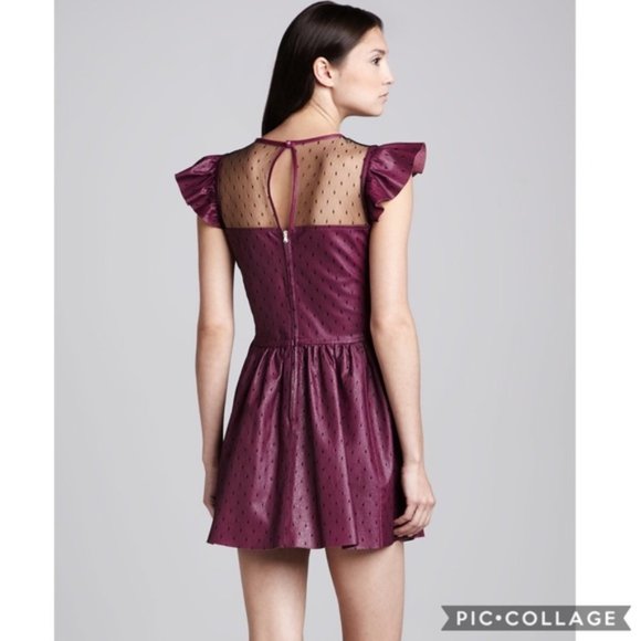 Valentino Leather Lace Burgundy Red Dress NWT Sz 6 - Picture 2 of 10